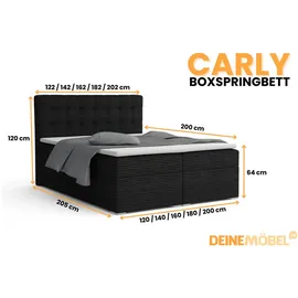 Deine Möbel 24 Boxbett, Schwarz, Holz, Holzwerkstoff, Textil, H3, 140x200 cm, Schlafzimmer, Betten, Boxspringbetten