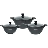 Cheffinger Kochtopfset 20-24-28cm 6-tlg Induktion Alu Guss Geschirr Schwarz