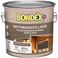 BONDEX Wetterschutz-Lasur für Aussen, Holz-Schutz, UV-Schutz, seidenmatt, Dunkelgrau, 2,5 l