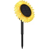 GLOBO Solarleuchte Sonnenblume Hofleuchte Deko schwarz gelb LED H 29,5 cm