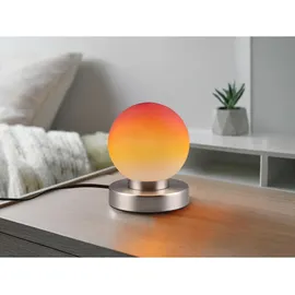 meineWunschleuchte Kleine Touch Tischleuchte Höhe 15cm Glaskugel Orange, Sockel Silber