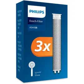 Philips Water Duschkopf mit Filter - Ersatzfilter 3 PACK, entfernt effektiv Chlor und andere große Partikel, 1 Monat Filterkapazität