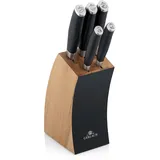 Gerlach 1760 Deco Black Messerblock Messerset Küchenmesserset 5 Messer aus Edelstahl Buchenholz Küchenmesser im Block Kochmesser Brotmesser Gemüsemesser Küche Küchenutensilien Küchenzubehör, Schwarz