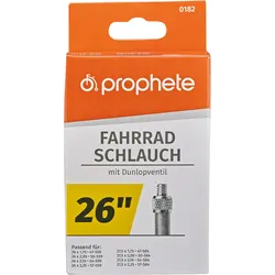 Fahrradschlauch PROPHETE "Fahrradschlauch", schwarz (farbe}), Fahrradschläuche, 48mm, Dunlopventil (DV), 26 Zoll (66,04cm)
