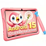 TABWEE K10 Kinder Tablet 10 Zoll, 12 GB RAM + 64 GB ROM (TF 2 TB) Kids Tablet mit Elternkontrolle, Schermo Anti-Luce Blu, WiFi 6, BT5.0, Widevine L1, Tablet Con Custodia - Rosa