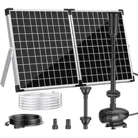 Biling 50W Solarbrunnen für Draussen mit 3 Düsen, 2100L/H Solar Springbrunnen für Außen Große Gartenteiche (5-20m2), Durchflussregelung Leise Teichpumpe Solar DIY Schwimmbecken Wasserfälle Belüftung