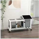 PawHut Kleintierstall mit Freilaufgehege 108 x 58 x 73,5 cm Grau