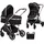 Chipolino Kinderwagen Aura 2 in 1 umbaubar Wickeltasche Sitz umkehrbar bis 22 kg schwarz