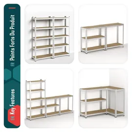 VOUNOT Lagerregal Holz 150x70x30cm braun