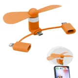 Comioke Mini Phone Fan, USB-Ventilatoren, 3-in-1 Handy-Ventilator, Kompatibel mit i-P-hone/i-P-ad/Android-Smartphone/Tablet, Micro-USB/Typ C/Lightning-Port-Ventilator, Mini-Handy-Ventilator