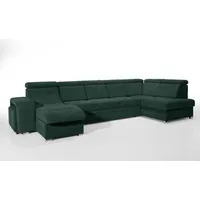 Robin Milan Ecksofa mit Schlaffunktion 2X Bettkasten 7X Kopfstützen 2X Hocker Sofa L-Form Schlafsofa Freistehende Eckcouch Schlafcouch Wohnzimmerm... - Grün
