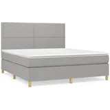 vidaXL Boxspringbett mit Matratze Hellgrau 160x200 cm Stoff