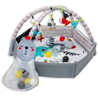 BOJUNGLE Spieldecke mit Zubehör, grau, Erlebnisdecke, Babymatte ab Geburt,