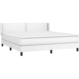 vidaXL Boxspringbett mit Matratze Weiß 180x200 cm Kunstleder