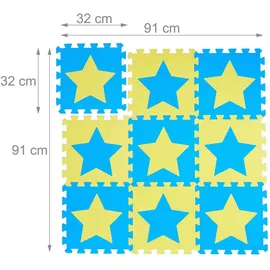 Relaxdays Puzzlematte Sterne Blau,Gelb