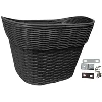 Baoblaze Fahrradkorb vorne, Rattan-Imitat, abnehmbare Fahrradaufbewahrungskörbe, Damen und Herren, Vintage-Stil, wasserdichter, L SCHWARZ