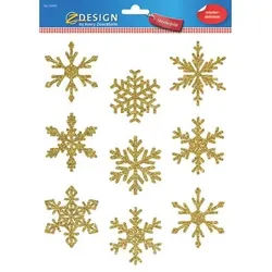 Fensterbilder, Folie, Schneeflocken, gold, 9 Aufkleber