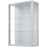 K-Möbel VR-Wohnwelten Hängevitrine (82x56x25,2cm) in Silber/Alu mit 2 Glasböden - Modellauto Vitrine Silber/Alu - Vitrinenschrank - Sammlervitrine - Glasvitrine klein Regal Glas Mini Vitrine