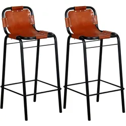 vidaXL Barhocker 2 Stk. Echtleder