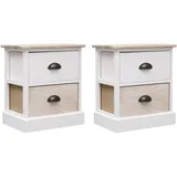 vidaXL Nachtschrank 2-teilig 38 x 28 x 45 cm Weiß/Natur