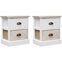 vidaXL Nachtschrank 2-teilig 38 x 28 x 45 cm Weiß/Natur
