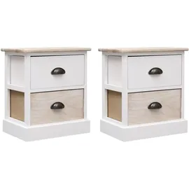 vidaXL Nachtschrank 2-teilig 38 x 28 x 45 cm Weiß/Natur