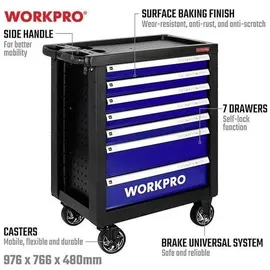 WorkPro WP209074 7-Schubladen Werkstattwagen mit 193 Werkzeugen