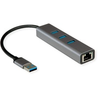 ROLINE USB 3.2 Gen 1 zu Gigabit Ethernet Konverter + Hub 3x