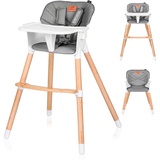 LIONELO Koen Kinder Hochstuhl 2in1 verstellbarer Stuhl, abnehmbares Tablett, rutschfest, 6 bis 36 Monate, 5-Punkt-Sicherheitsgurt, KinderHochstuhl, Babyhochsitz, Belastbarkeit bis 15 kg / 30 kg (Grau)