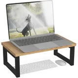 Relaxdays Monitorständer Bildschirmerhöhung 15 x 40 x 23 cm Natur/Schwarz