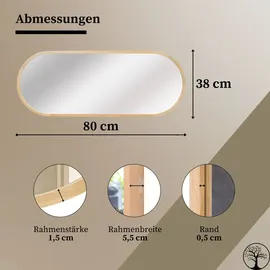 stolarnia pika Ovaler Badspiegel 80 x 38 cm Braun