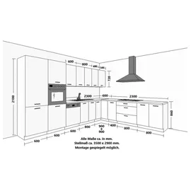 Küchen-Preisbombe Winkelküche Siena L-Form 350 x 290 cm schwarz matt