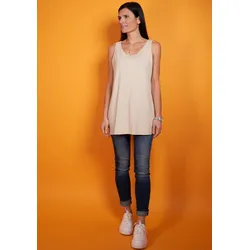 Longtop SEIDEL MODEN, Damen, Gr. 38, beige, Obermaterial: 95% Viskose, 5% Elasthan, casual, loose fit Po-bedeckend, tiefer Rundhals, ohne Ärmel, Tops, in schlichtem Design, MADE IN GERMANY