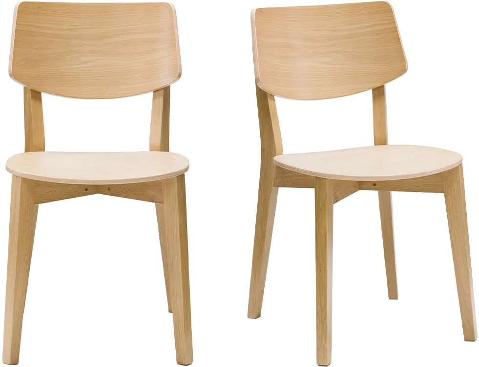 Chaises vintage en bois clair chêne (lot de 2) AVEA