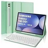 IVEOPPE Tastatur für Samsung Galaxy Tab S10+/S9FE+/S9+, Hülle Tastatur Kompatibel mit Samsung Tab S9/S9FE/S10 Plus 12.4 Zoll 2023/2024, Bluetooth Magnetisch mit QWERTZ Layout, Minzgrün