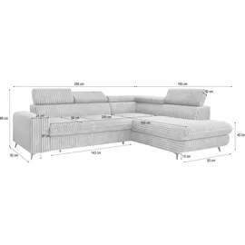masseno Eckcouch Polyester mit Schlaffunktion L-Form 2-Sitzer Rosa