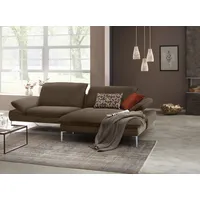 W.Schillig Ecksofa "enjoy&MORE, mit tollem Sitzkomfort, elegant und bequem, L-Form", braun (mocca s37), B:294cm H:87cm T:185cm, Chenille-Flachgewebe R66 (85% Polyester, 15% Nylon);Longlife Xtra-Leder Z59: Glattleder mit modischer Prägung.