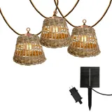 Lumisky Lichterkette Rattan 8 m 10 Lampenschirme warmweiß