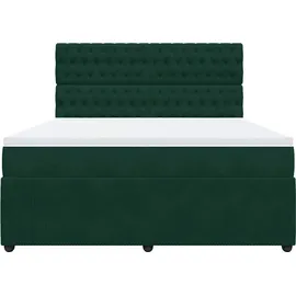 vidaXL Boxspringbett 180 x 200 cm Dunkelgrün
