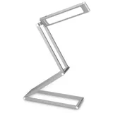 kwmobile LED Aluminium Tischlampe mit Schwenkkopf - Akku Leselampe faltbar mit Micro USB Ladekabel - Alu Schreibtischlampe Faltlampe in Silber