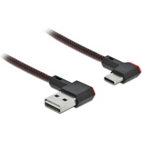 Delock Easy USB Type-CTM Stecker gewinkelt links / rechts 0,2 m USB 2.0 Kabel Typ-A Stecker zu USB-C (M) links/rechts abgewinkelt, umkehrbar - 20cm - schwarz