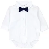 TupTam Baby Body Langarm mit Kragen – Hemdbody für Babys aus Baumwolle – Body Baby Festlich, Farbe: Weiß/Dunkelblaue Fliege, Größe: 68 - 68
