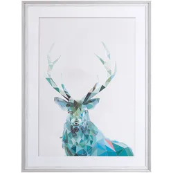 Wandbild mit Rahmen KAYES Tiermotiv 60 x 80 cm Blau