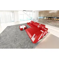 Sofa Dreams Ecksofa Ledersofa Apollonia L Form Leder Sofa Ledercouch, Couch, mit LED, wahlweise mit Bettfunktion als Schlafsofa, Designersofa rot