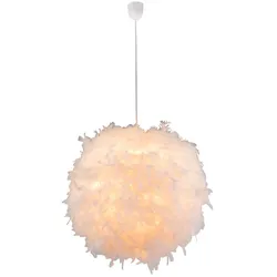 Pendelleuchte, Feder-Design, weiß, D 60 cm