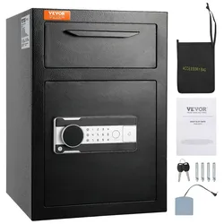VEVOR 2,5 L Einwurftresor, Deposittresor mit Drop-Slot, elektronischem Codeschloss und 2 Notfallschlüsseln, 355 x 355 x 515 mm, Business Drop Slot Safe für Bargeld, zu Hause, Hotel, Büro usw.