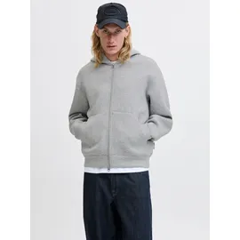 JACK & JONES Herren, Hoodie Kapuzenpullover JCOCOVER SCUBA SWEAT ZIP HOOD relaxed fit, 12282972 grau L