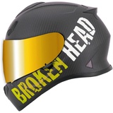 Broken Head Motorradhelm »BeProud Carbon Gelb - Integralhelm - Streethelm« (mit klarem und gold verspiegeltem Visier), LIMITED EDITION S (55-56 cm)