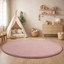 Paco Home Kinderteppich Baby Spielteppich Flauschig rutschfest Deko, Pink, 80 cm Rund,