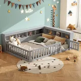 Tagesbett mit Staufach und Steckdose 140 x 190 cm Schlafsofa USB Spanplatte Grau - Grau
